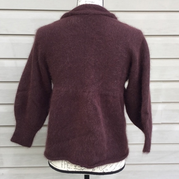 Moda International Angora rabbit fur blend open front Cardigan sweater small - Picture 5 of 17